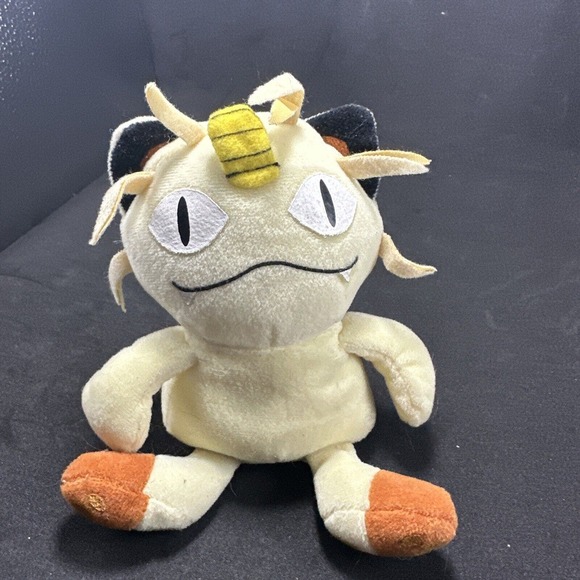1998 Hasbro Nintendo Pokémon Meowth Beanie Plush VTG Original 6.5" Creature - Picture 2 of 8